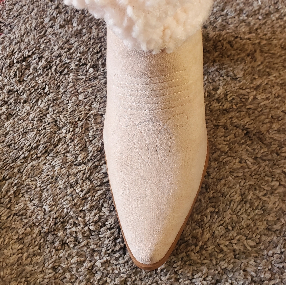 Faux Sheep Wool Cowboy Boots